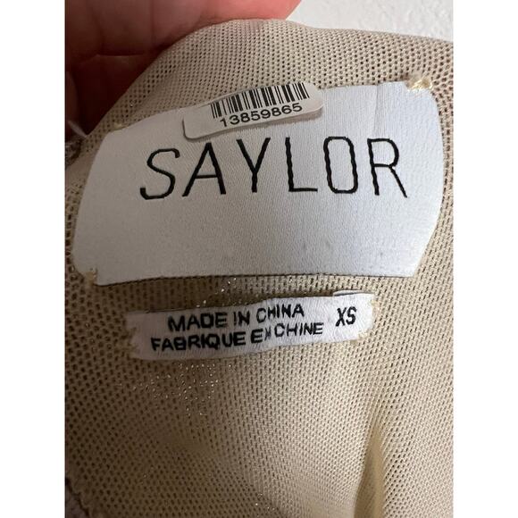 Saylor Saydee Silver Metallic Plisse Jacquard Mock Neck Party Mini Dress Size XS - Picture 15 of 16